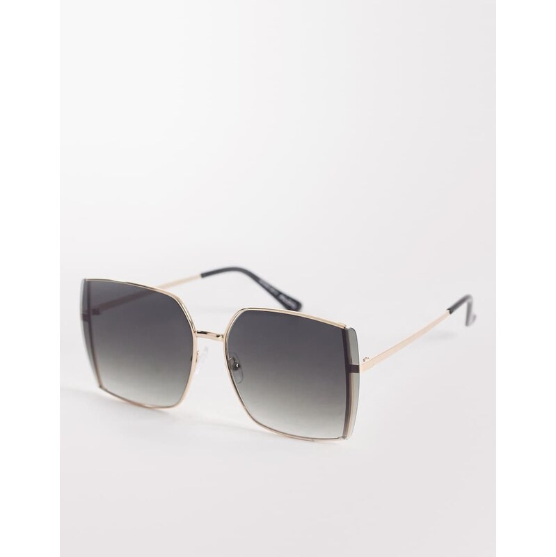 ALDO leilah oversized rimless sunglasses with green lenses in