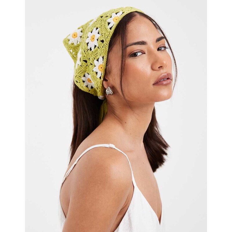 Pieces crochet daisy floral headband in light green 115153500