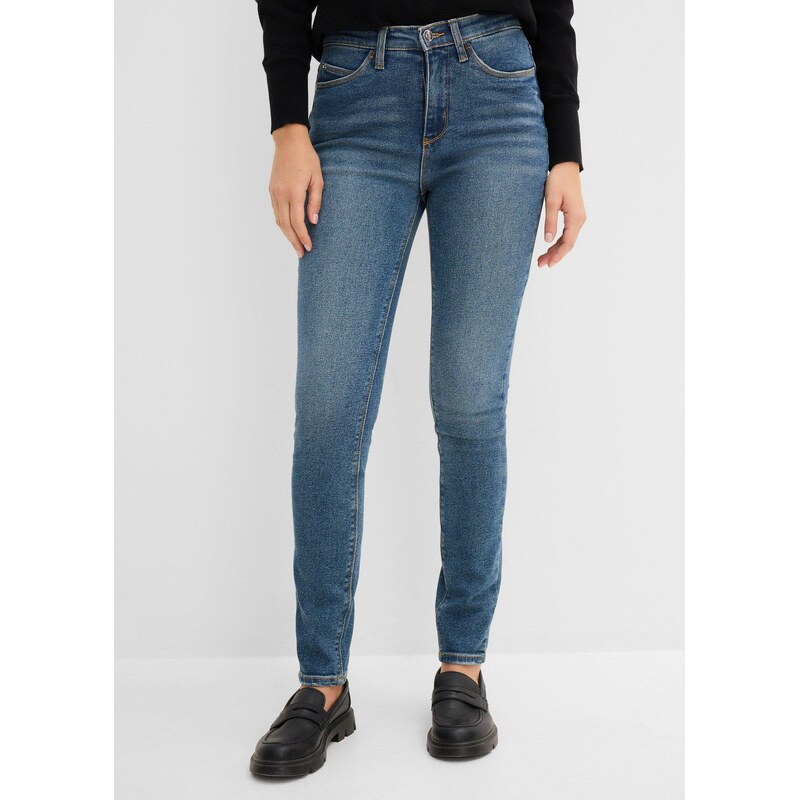 bonprix Džíny Slim Fit, High Waist modrá Žena