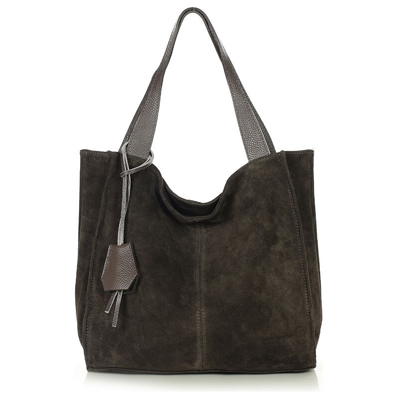 GENUINE LEATHER Kožená shopper bag kabelka Mazzini 139MM tmavě hnědá 110525911
