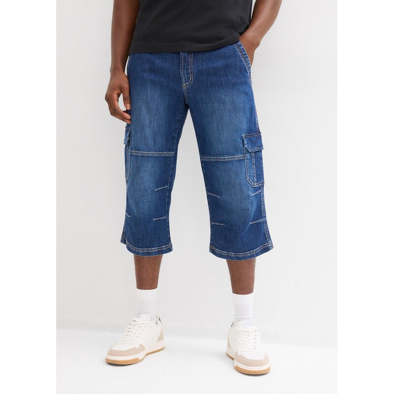 bonprix 3/4 cargo džíny Regular Fit, Straight modrá Muž 34759154