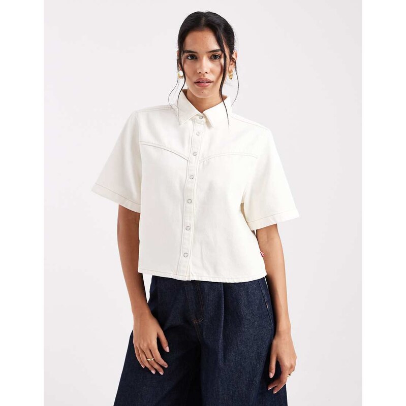 Levis Logan boxy denim shirt in ecru-White