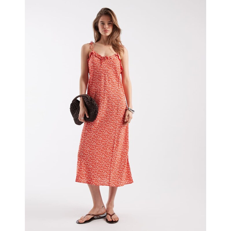 Levis Sarita midi slip dress with ditsy print in red