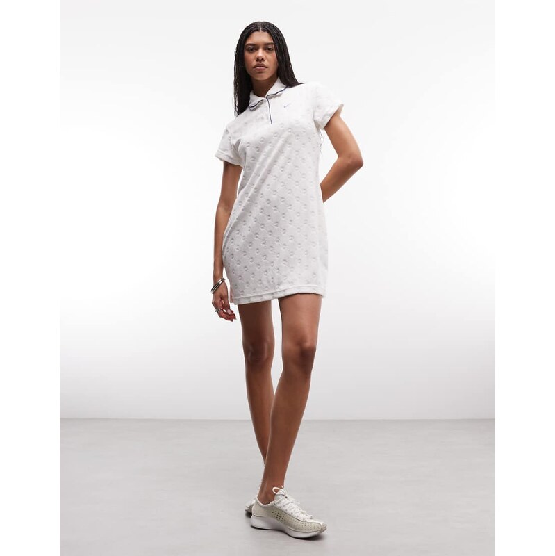 Nike Chill french terry towelling dress in cream-White