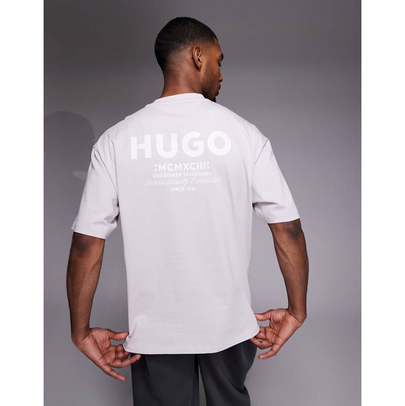 Hugo Blue cotton with back logo print t-shirt in light purple