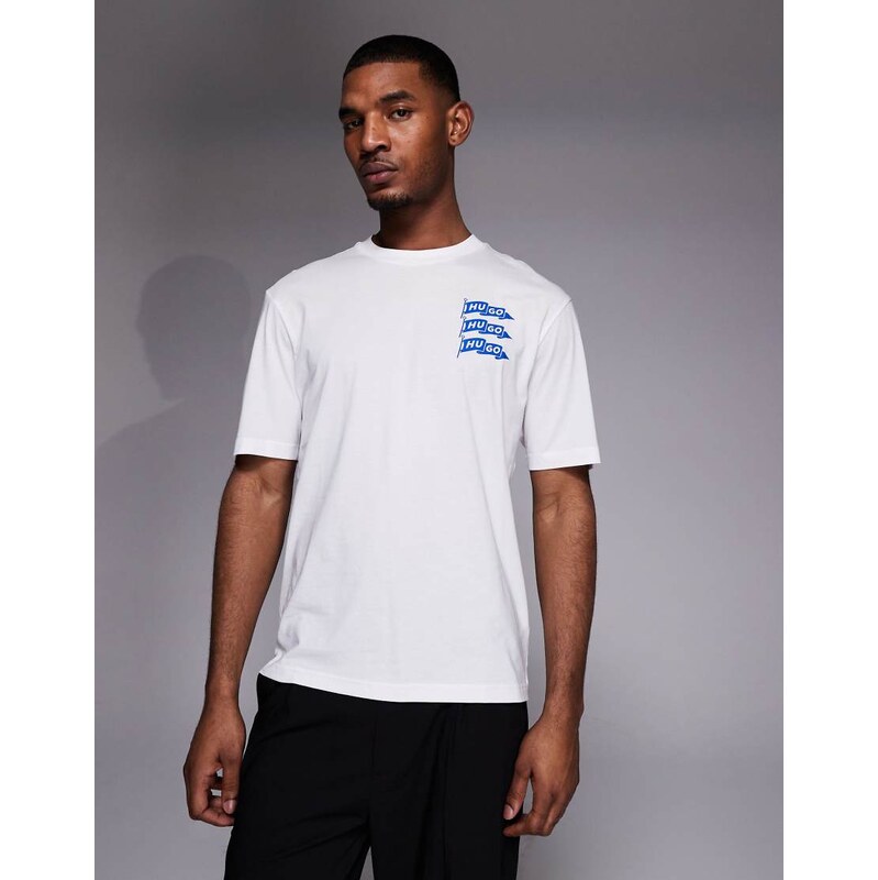 Hugo Blue logo print t-shirt in white