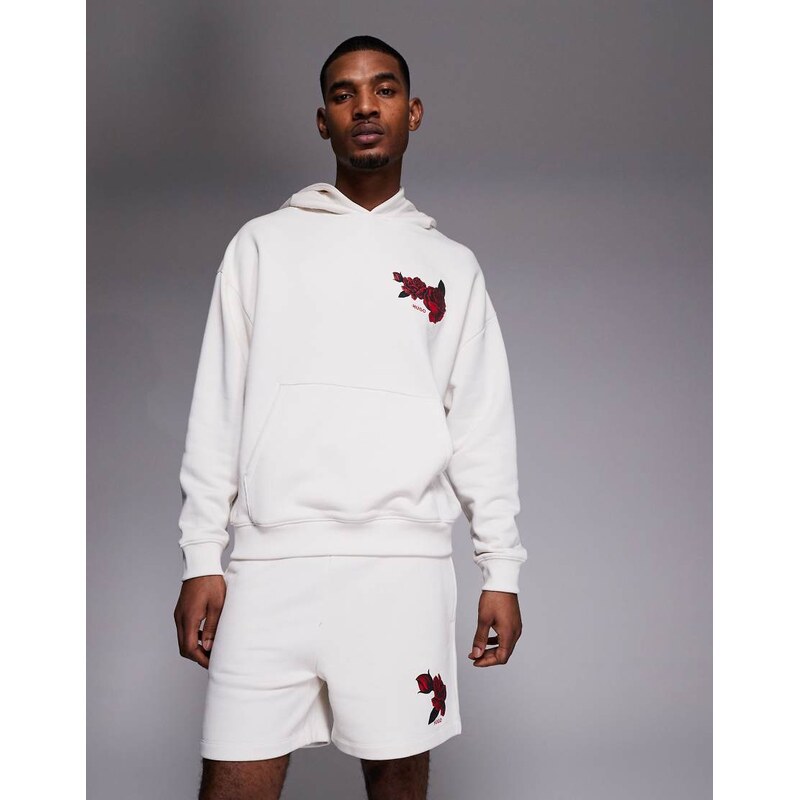 HUGO Red regular fit printed logo shorts in white
