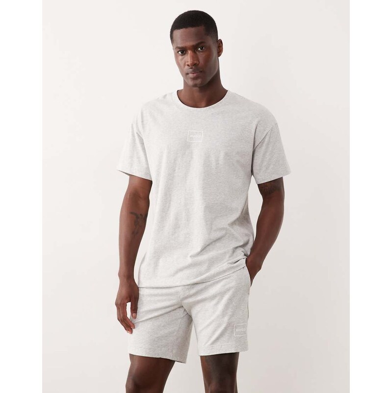 Hugo Red co-ord cotton lounge logo shorts in grey