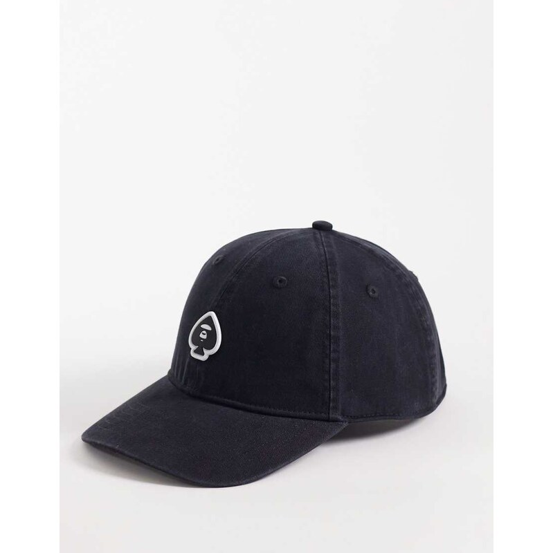 Aape by A Bathing Ape logo baseball cap in washed black 115505442