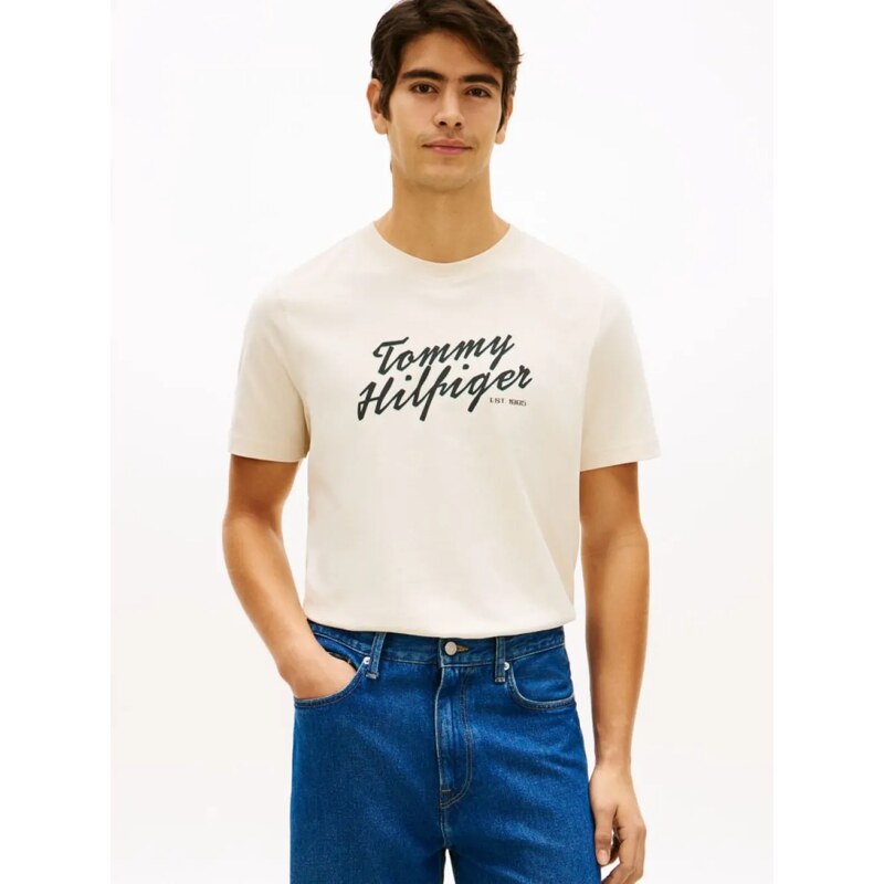 Tommy Hilfiger pánské béžové tričko