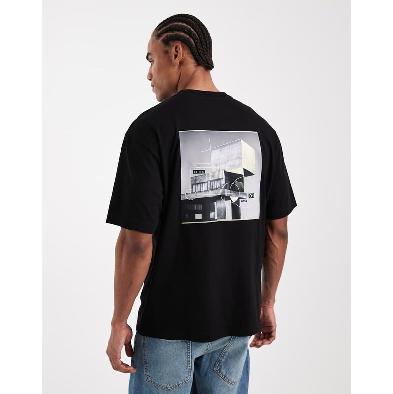 BOSS Orange Hugo Boss relaxed fit graphic t-shirt in black
