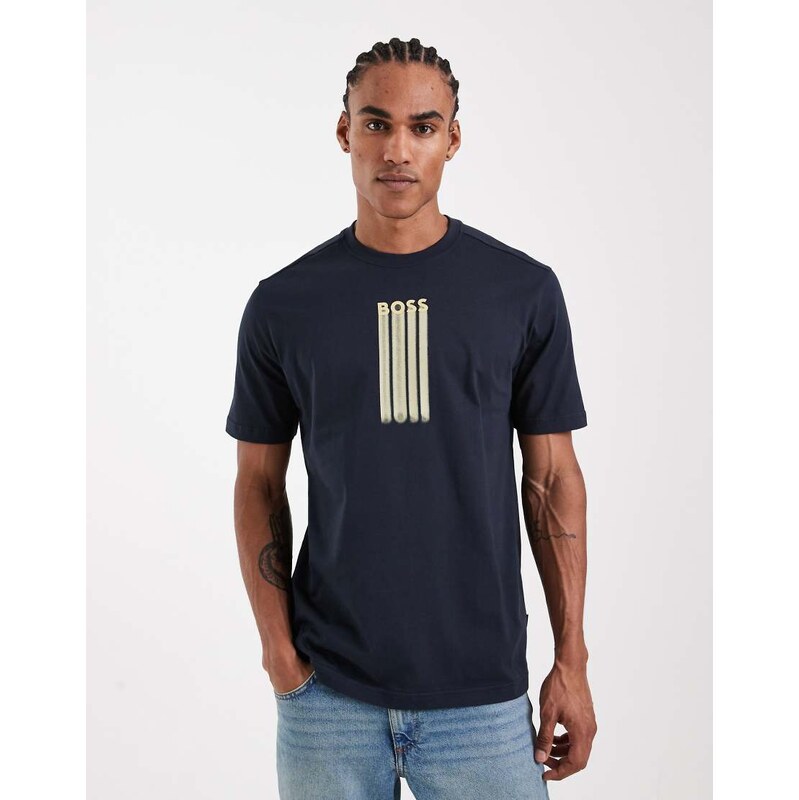 BOSS Orange Hugo Boss regular fit graphic t-shirt in dark blue