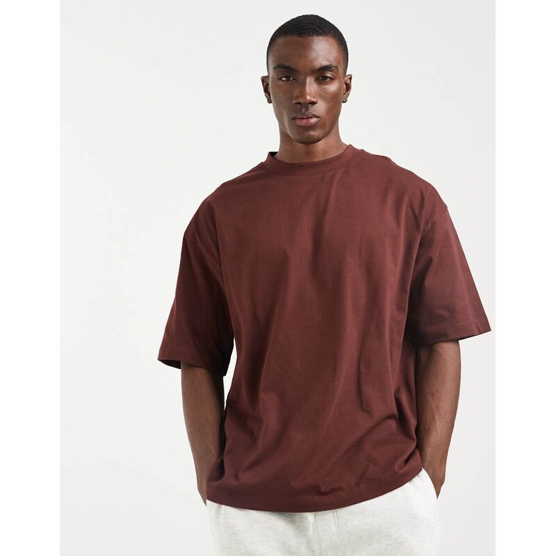 ASOS DESIGN oversized t-shirt with tennis graphic in brown