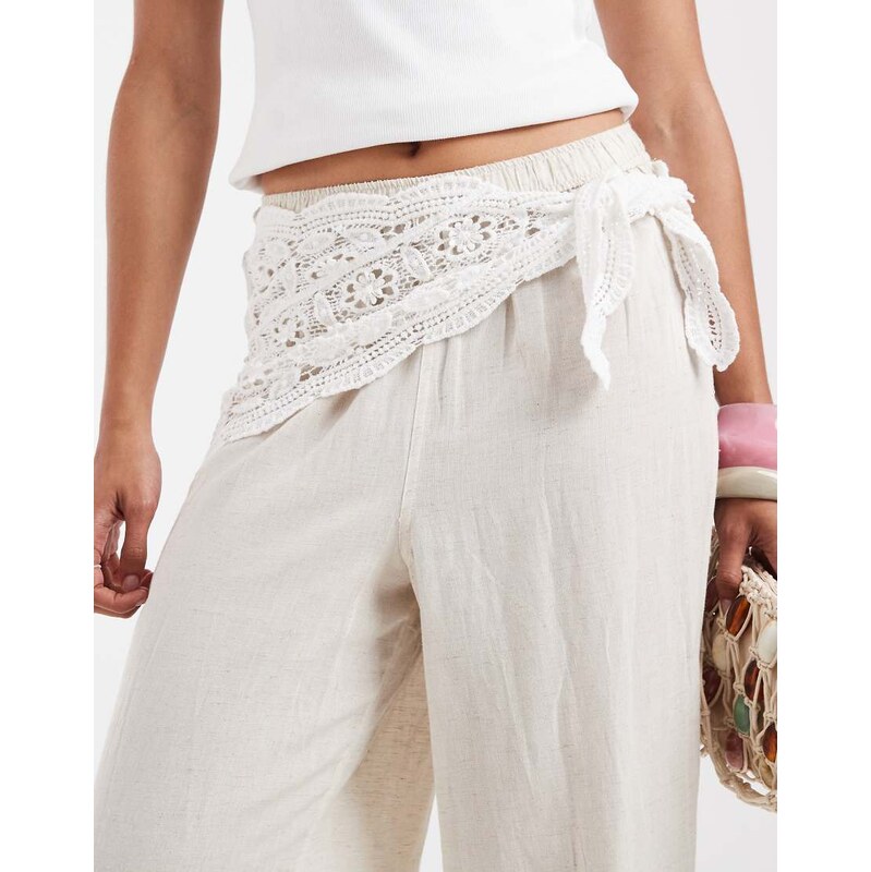 Vero Moda crochet waist scarf in cream-White 115155945