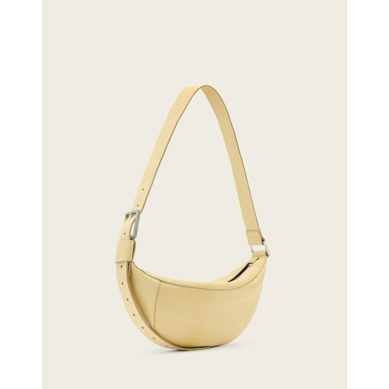 AllSaints Luna lambs leather crossbody bag in pale yellow 115299884