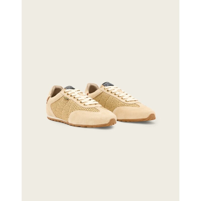 AllSaints Liam low top textured trainers in beige-Neutral 115252725