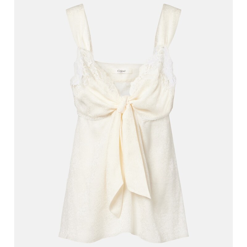 Chloe ChloÃ Lace-trimmed silk top