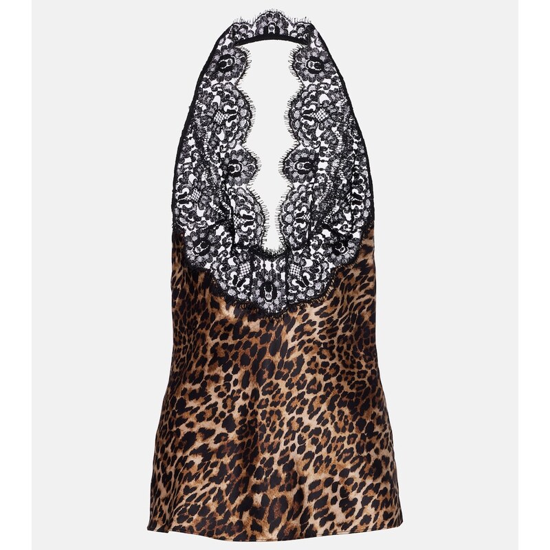Nili Lotan Teo leopard-print silk satin top