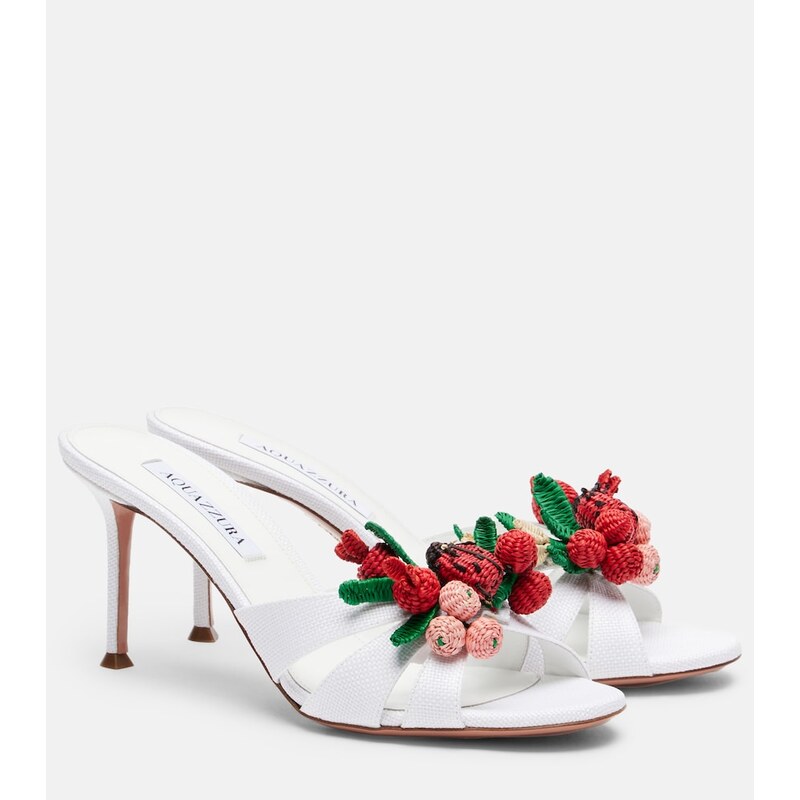 Aquazzura Botanica raffia-effect mules