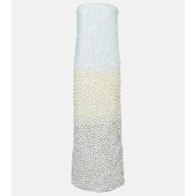 Là Fuori Embellished silk bustier dress