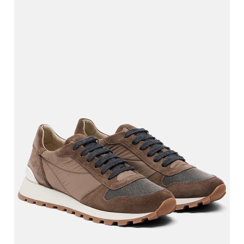 Brunello Cucinelli Monili suede-trimmed sneakers