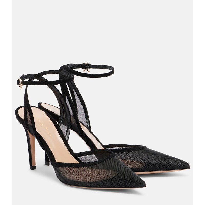 Gianvito Rossi Dorotea suede-trimmed slingback pumps