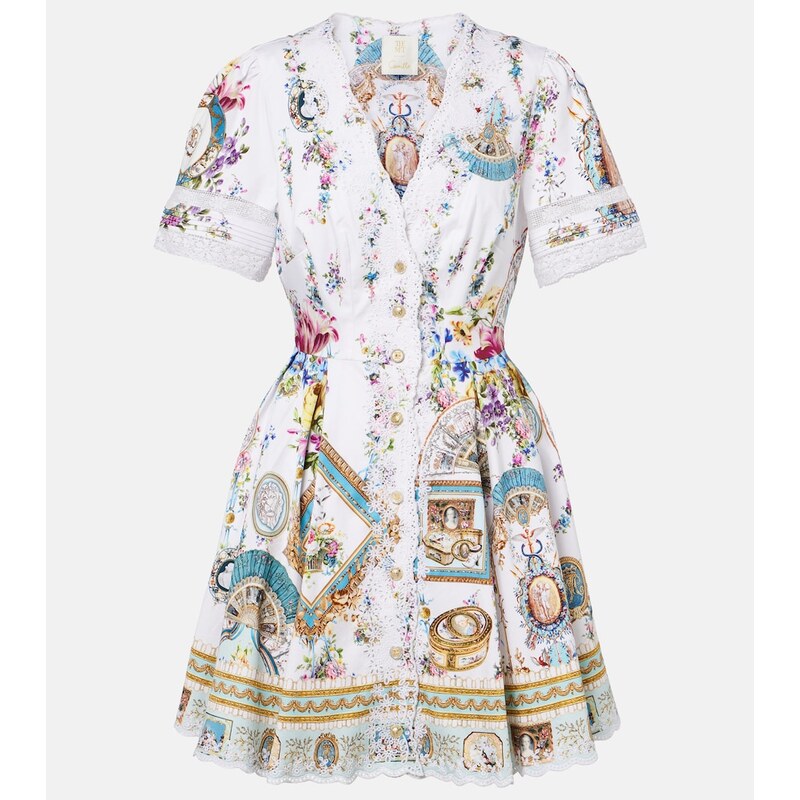 Camilla Embellished printed cotton minidress