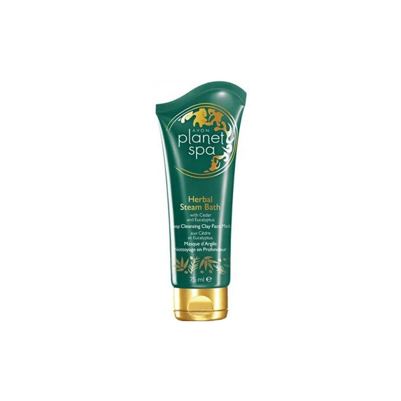 Avon Hluboce čistící jílová pleťová maska s Cedrem a Eukalyptem z ruských lázní Baňa Planet Spa Herbal Steam Bath 75 ml