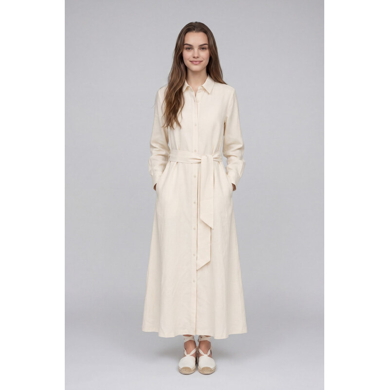 ŠATY WOOLRICH VISCOSE LINEN CHEMISIER DRESS 115156098