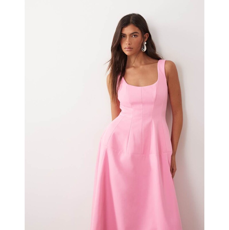ARRANGE wide scoop neck structured maxi dress in pink