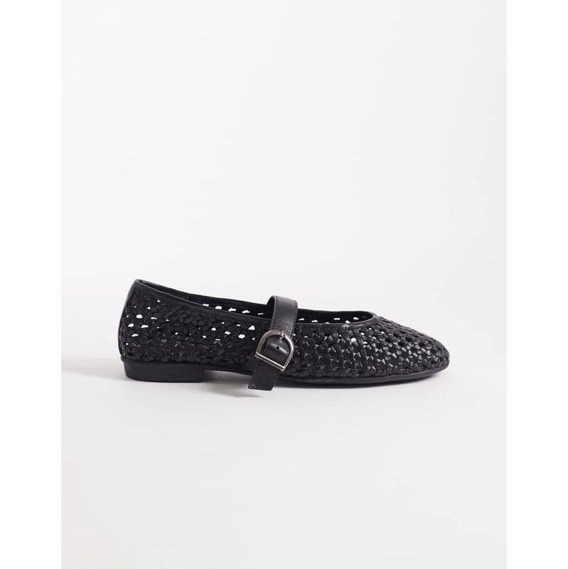 Walk London Petal Ballerina in black woven leather 115155780