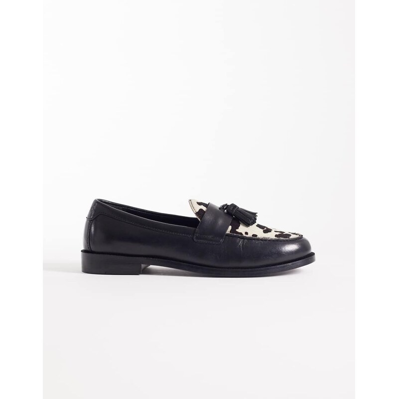 Walk London Rhea tassel loafer in cow print-Multi 115155782
