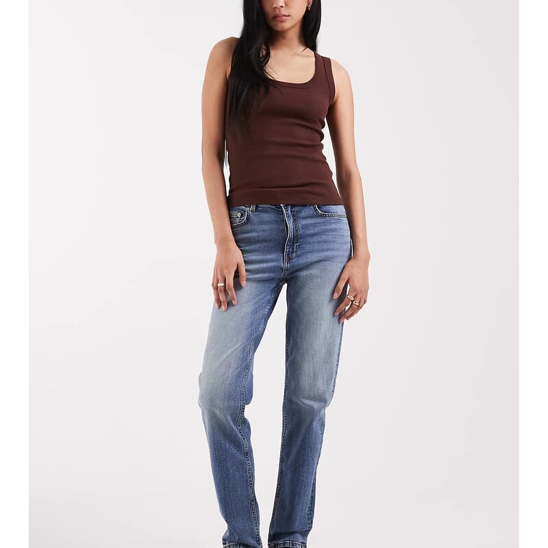 ASOS Tall ASOS DESIGN Tall slim fit mom jeans in vintage wash-Blue 115518220