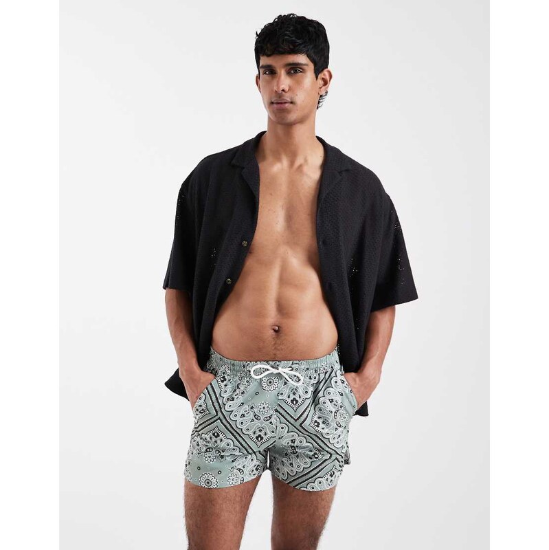 Aray bandana print swimshort in sage green