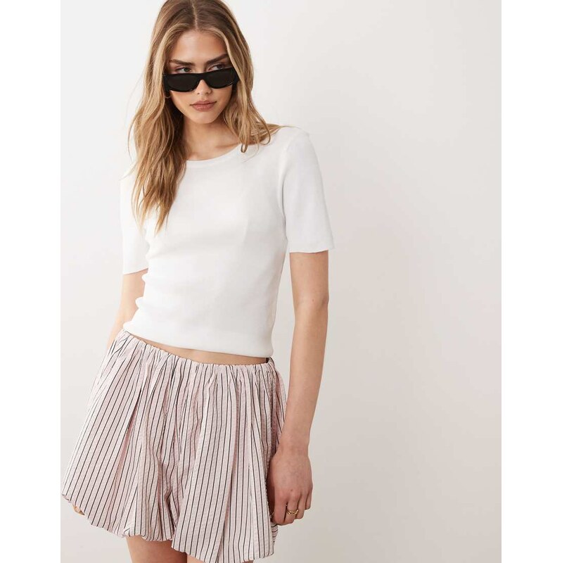 ASOS DESIGN knitted compact shrunken tee in white