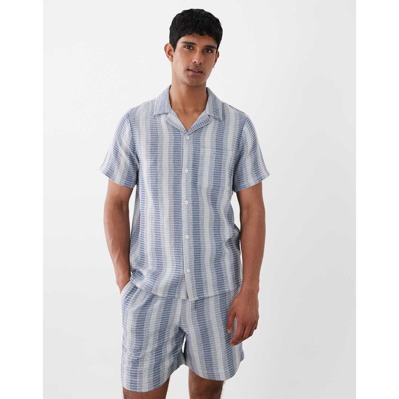 South Beach crochet beach shirt in blue stripe