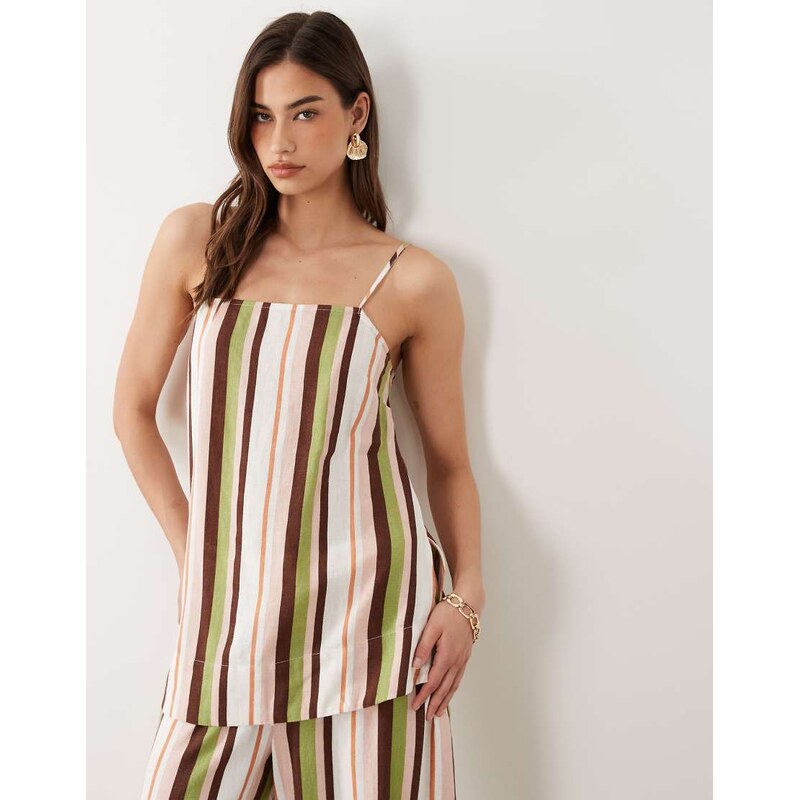 Nobodys Child Dua linen blend square neck longline cami top co