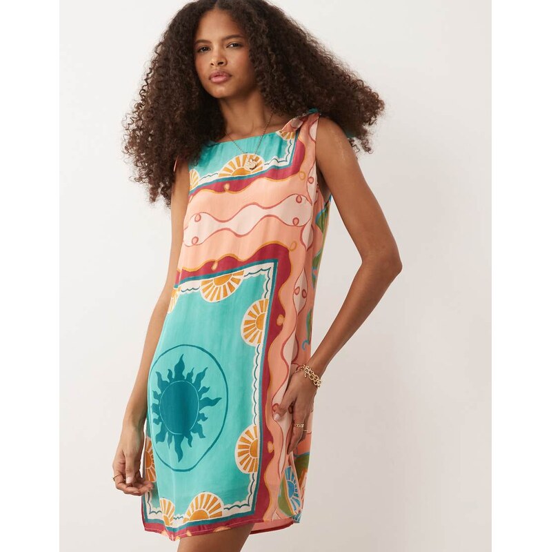 Nobodys Child tie detail sleeveless shift mini dress in coral