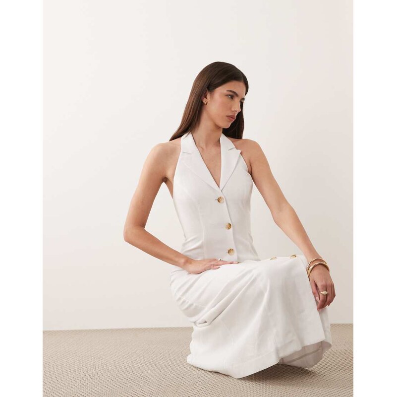 Nobodys Child linen blend halter neck collar detail tailored