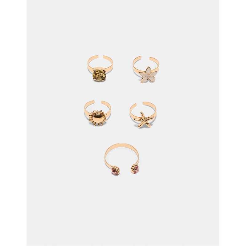 Stradivarius Set of 5 toe rings in gold-Yellow 115156024