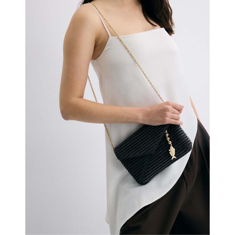 Stradivarius Raffia-effect envelope crossbody bag in brown 115156043
