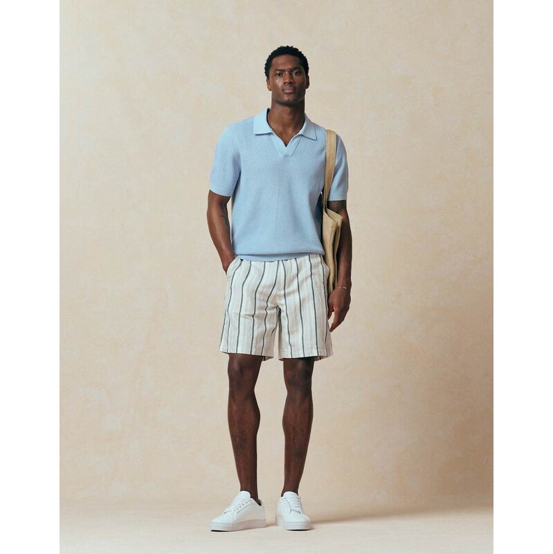 BOSS Orange Hugo Boss striped linen shorts in grey