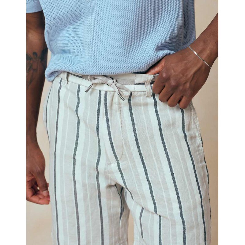 BOSS Orange Hugo Boss striped linen shorts in grey
