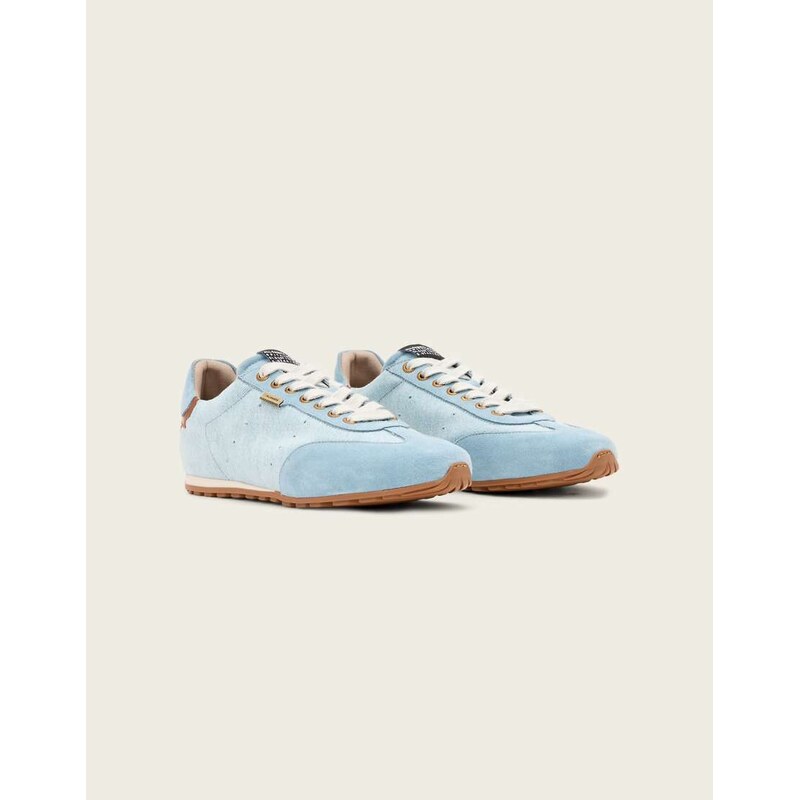 AllSaints Liam low top denim trainers in light blue 115252726