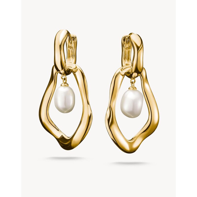 Thomas Sabo Gold-plated hoop earrings with freshwater pearls natural 115509406