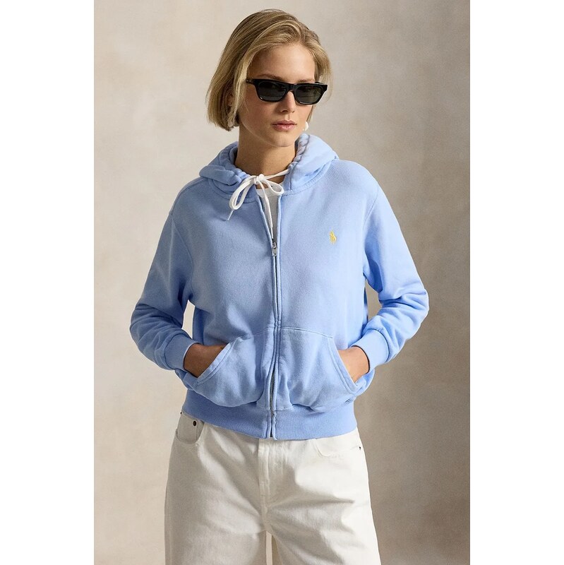 Polo Ralph Lauren rozepínací mikina s kapucí dámská bavlněná ISLAND 115158085