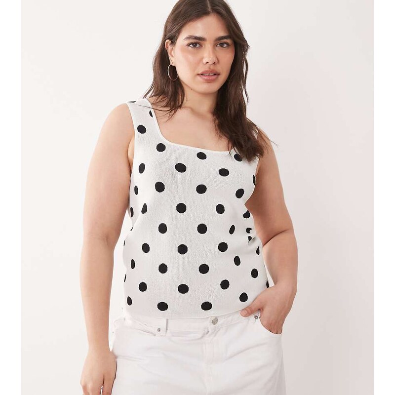 ASOS Curve ASOS DESIGN Curve compact square neck cami in polka dot 115163704