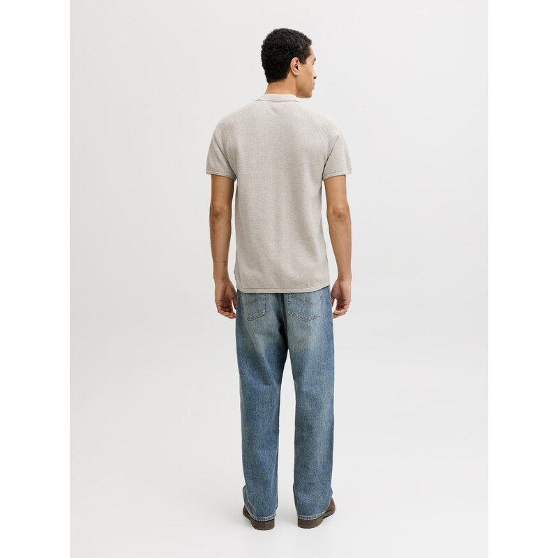 JACK & JONES Svetr JJHILL béžová / bílá