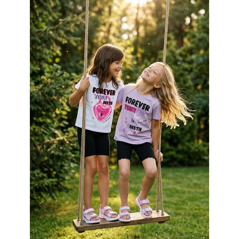 Sinsay - Bavlněná trička s nápisem 2 pack Forever Your Bestie -