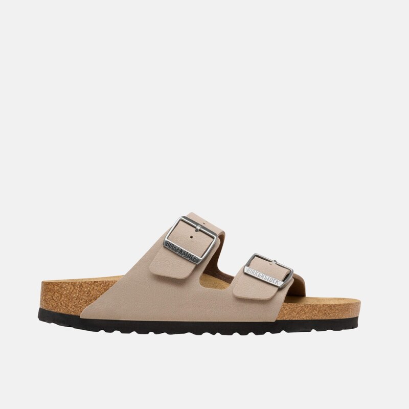 Béžovo-šedé regular pantofle Birkenstock Arizona Birko-Flor Nubuk 115163881